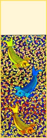Yellow blue koi fish mosaics bookmark