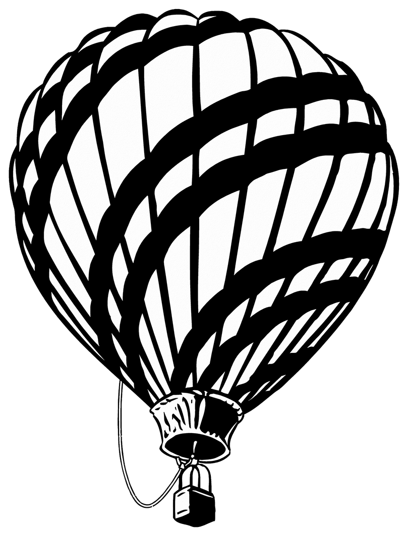 black white hot air balloon clipart