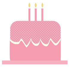 Pink birthday cake clip art with candles