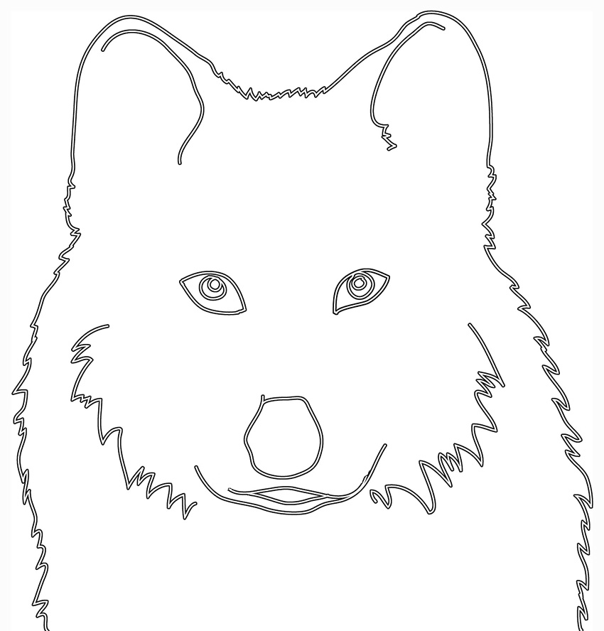 silhouette sketch of wolfs head