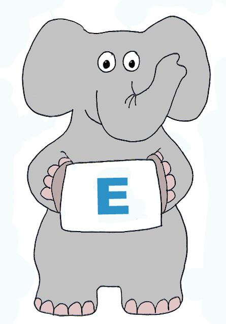 Elephant clip art with E letter