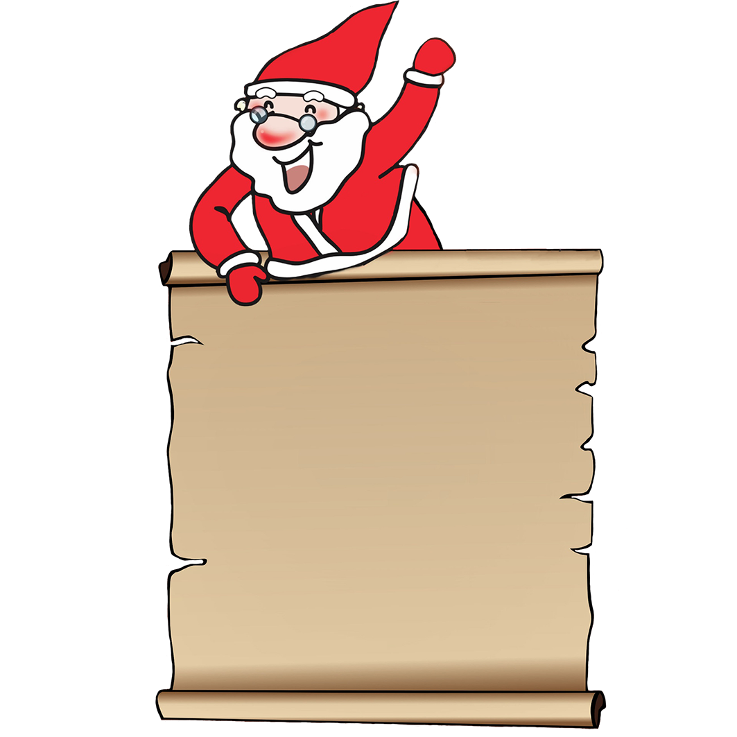 Santa and wish list clipart