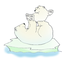 polar bear playing with cub drawing