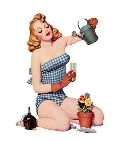 vintage clipart of garden girl 1948