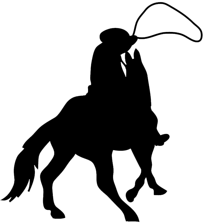 cowboy on horse with lasso silhouette