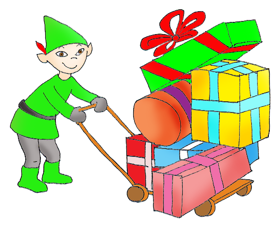 Christmas elf with gifts