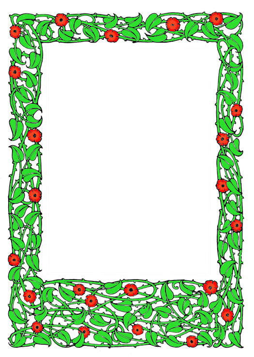 red and green flower ornament frame