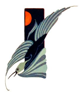 art nouveau bird and sun