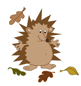 hedgehog with fall leaves