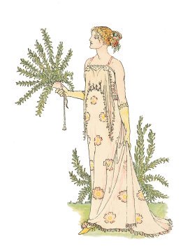 Art Nouveau image woman with leaves