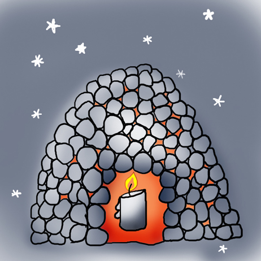 Christmas candle in igloo