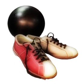 bowling shoes and bowling ball