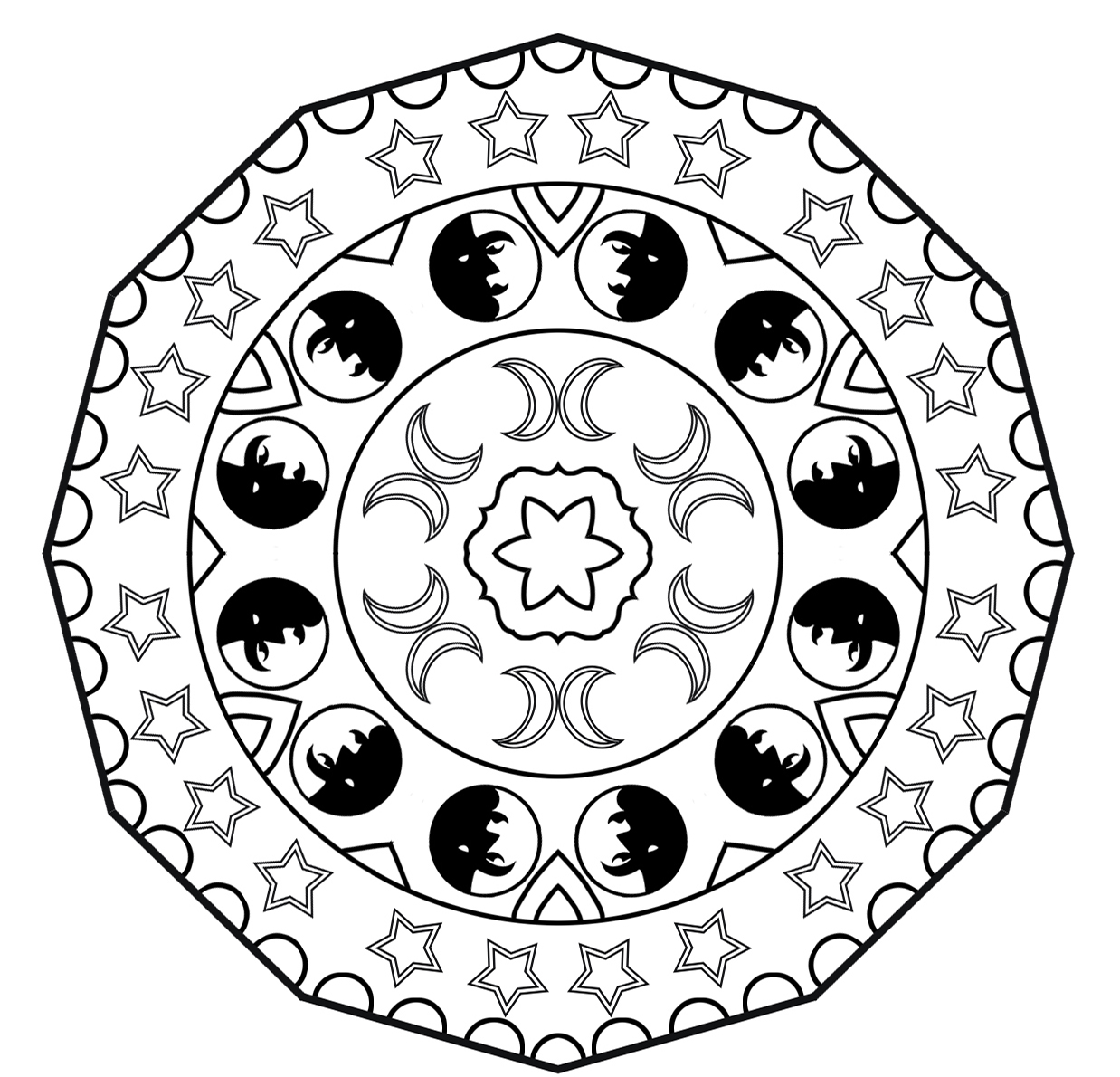 Moon and star mandala