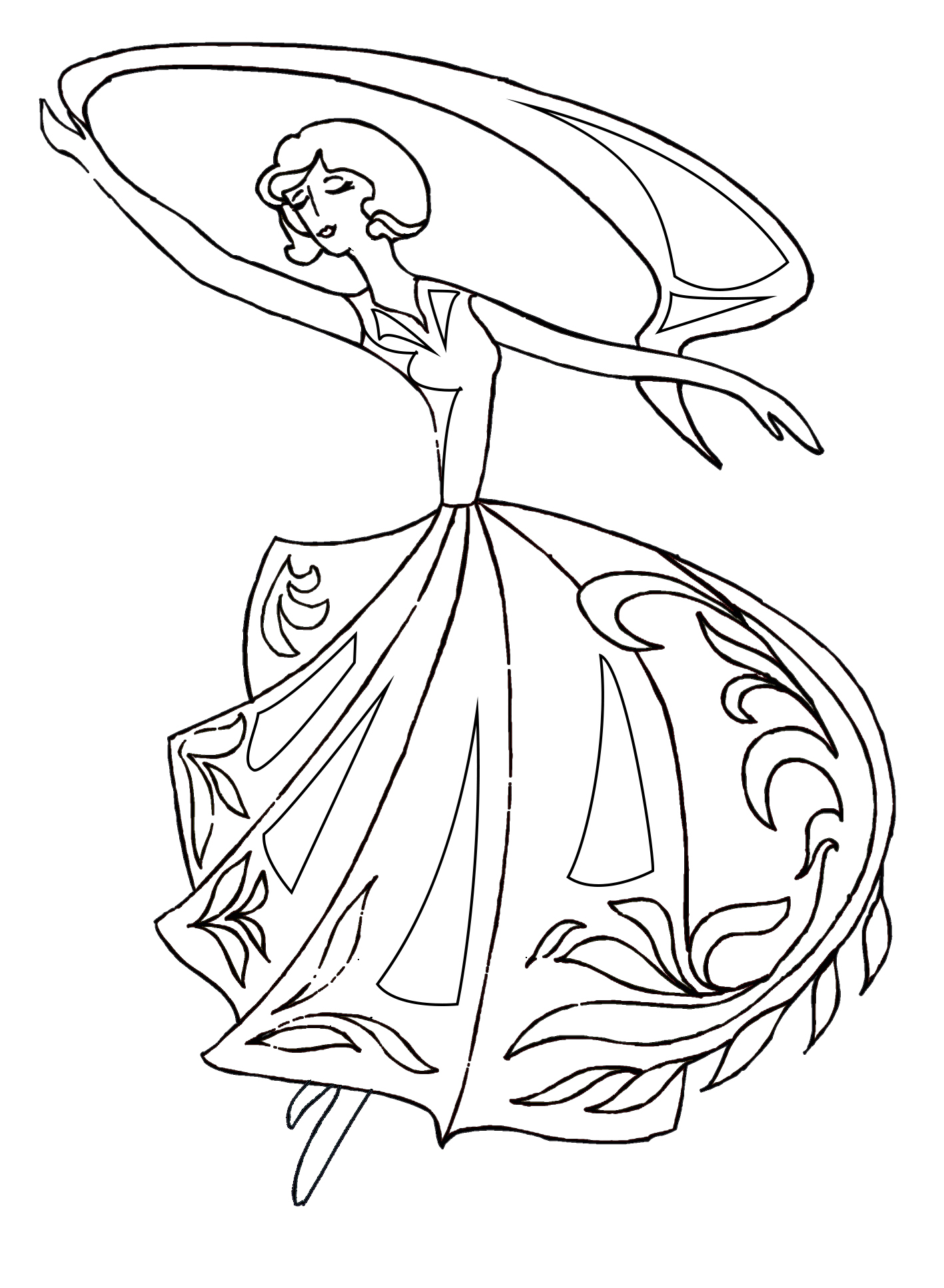 drawing of dancer for coloring