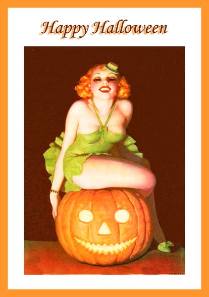 Halloween girl on pumpkin