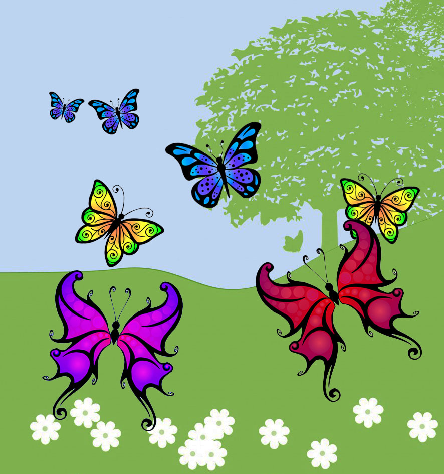 picture with butterfly clipart