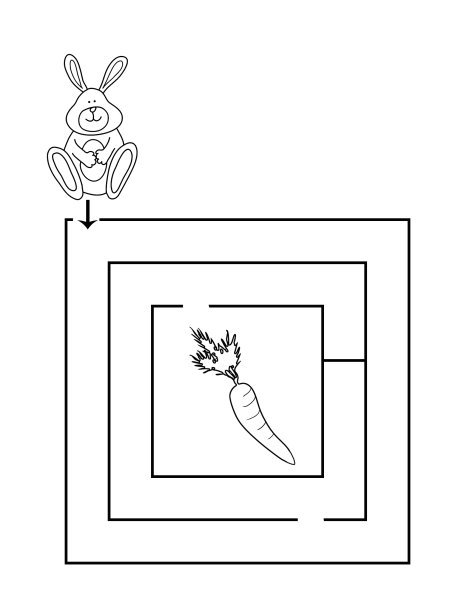 printable maze for kindergarten rabbit carrot