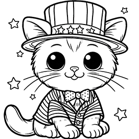 cat 4th of July coloring page