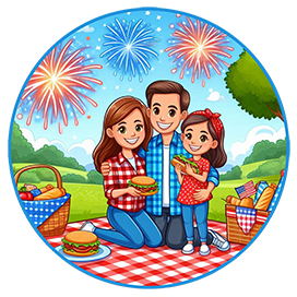 4th of July clipart family celebrating