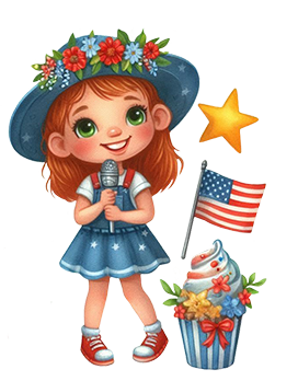 4th of July girl and things clipart