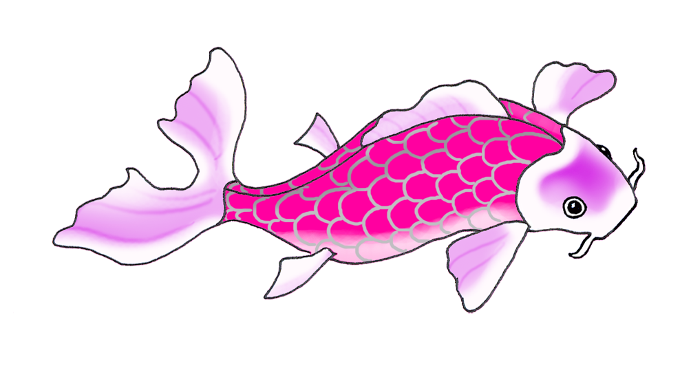 lila pink koi fish drawing