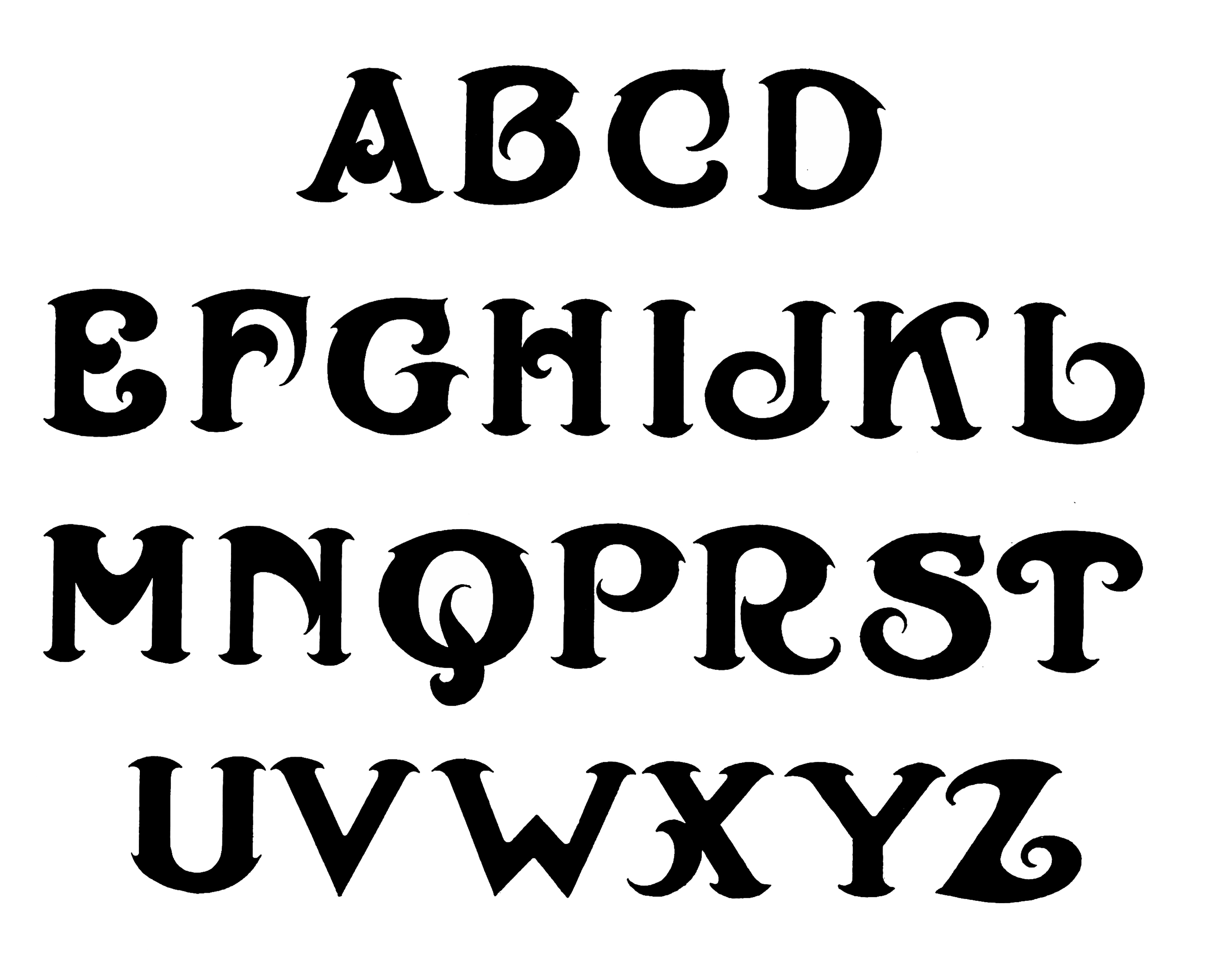 Art Nouveau font alphabet