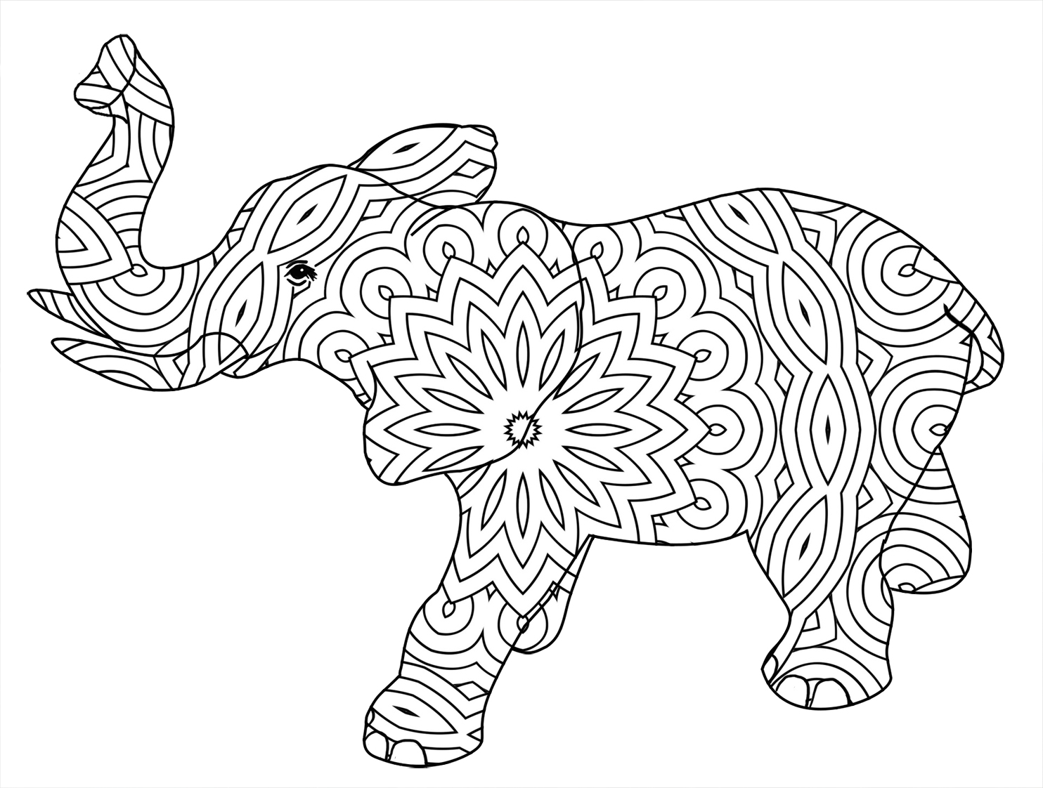 outline elephant with pattern