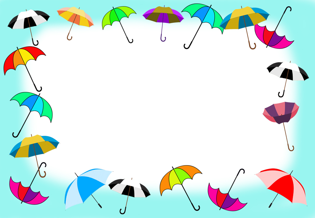 frame with umbrellas and blue sky