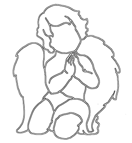 angel white black outlined praying