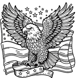 bald Eagle 4th of July coloring page