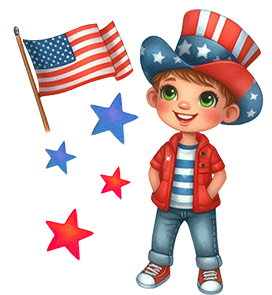 boy and 4th of July things clipart