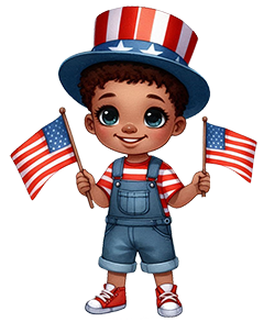 boy celebrating 4th of July cliipart