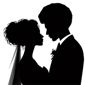 bride and groom silhouette