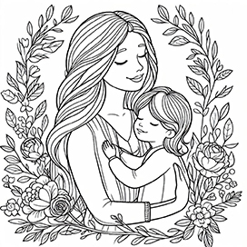 Mother's day coloring with flowers
