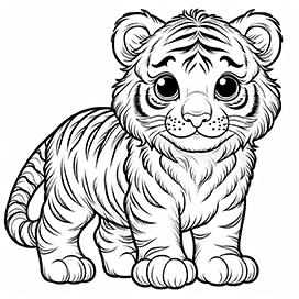 tiger coloring page cute tiger