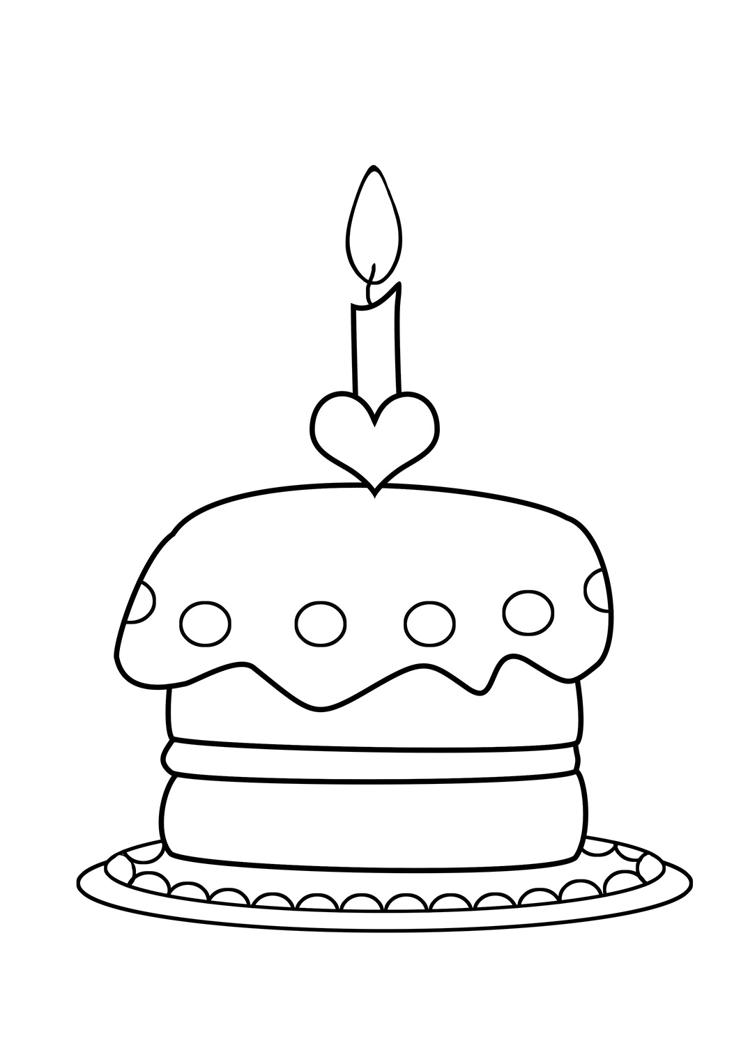 Coloring page of a tiered Birthday cake with candles. Illustration for  coloring page for kids Stock Vector Image & Art - Alamy