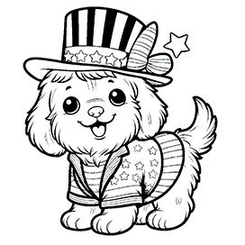 cute 4th of July dog for coloring
