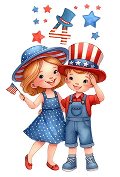 cute 4th of July kids clipart