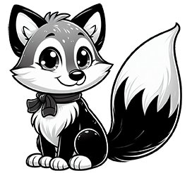 cute fox clipart black white