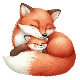 cute fox clipart parent and cub