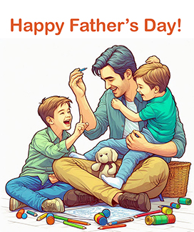 clipart dad with kids, father's day