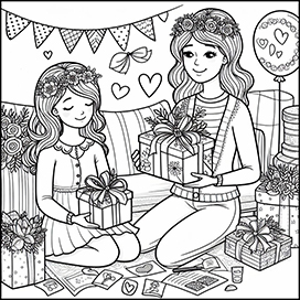 daughter and mother coloring page Mother's day