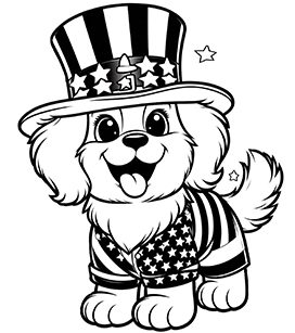 dog coloring independence day 