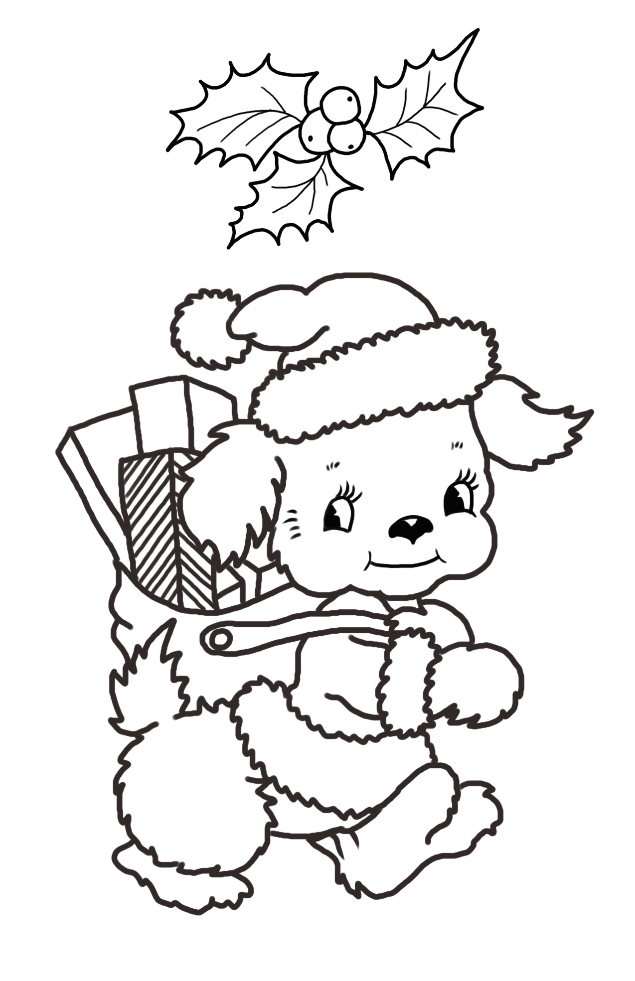 christmas puppy pictures to color