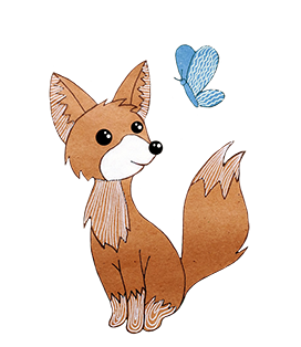 fox and butterfly drawing