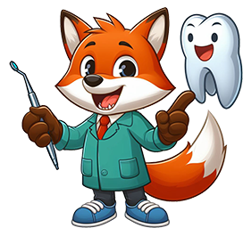 fox cartoon dentist clipart