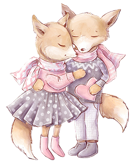 fox couple in love clipart