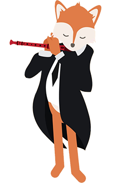 fox-musician playing the flute
