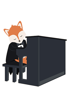 fox musician playing the piano clipart