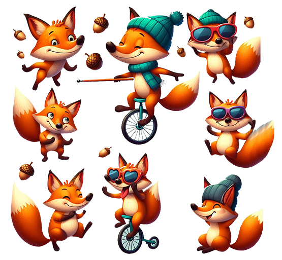 funny fox cartoons transparent background